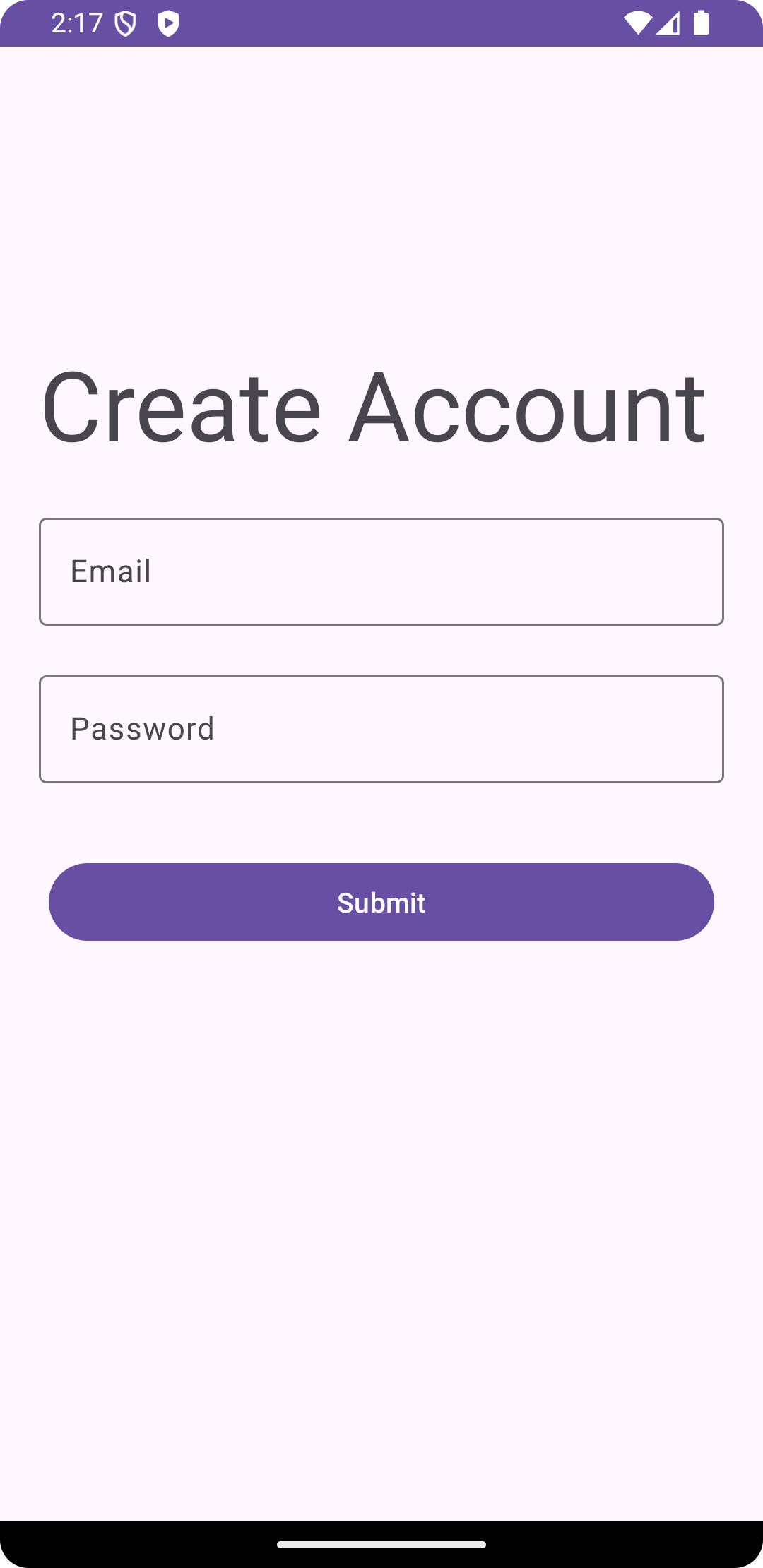 Login screen